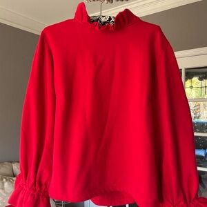 Red Ruffled Women's Sweatshirt